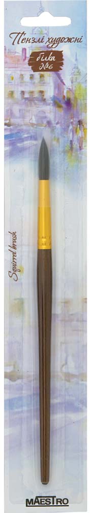 

Кисть художественная 1 вересня Maestro, белка, круглая № 6 (блистер)