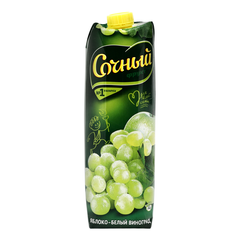 

Нектар осветленный Сочный Яблоко-белый виноград, 1 л