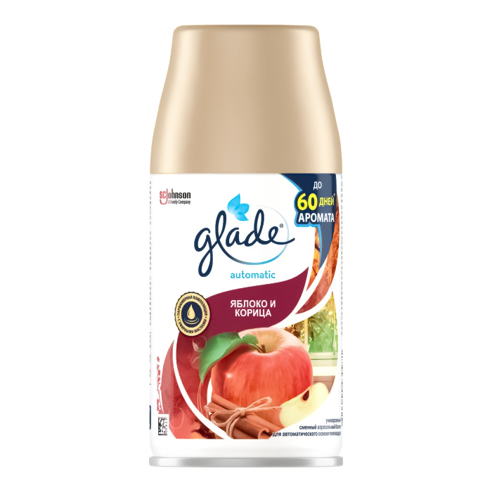

Универсальный сменный баллон к автоматическому освежителю воздуха Glade Automatic Яблоко и Корица 269 мл