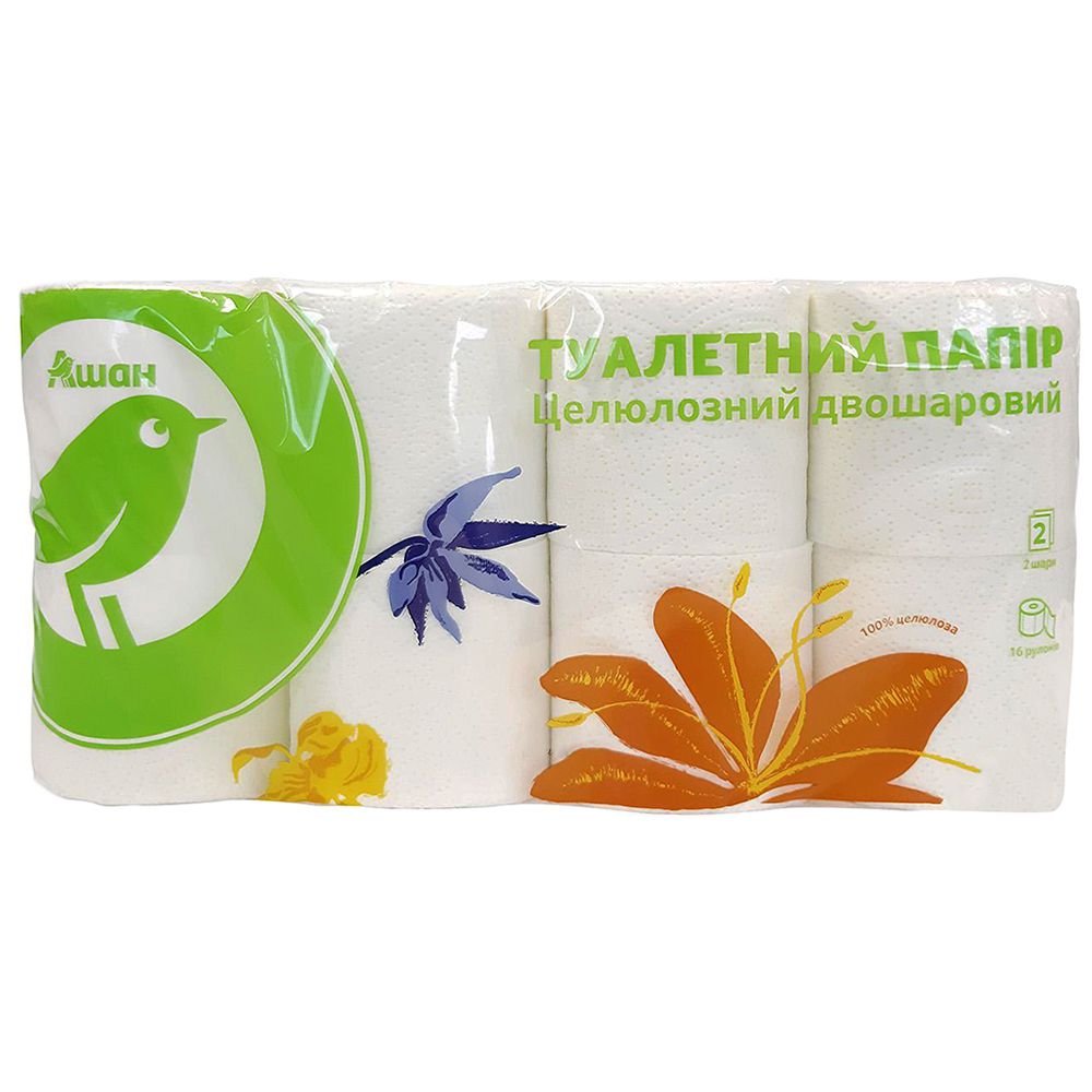 

Туалетная бумага целлюлозная Auchan, 16 шт.