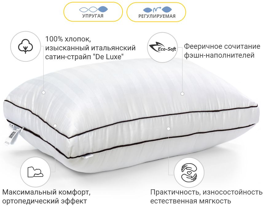 

Подушка MirSon Royal DeLuxe Eco-Мягкая 563 Высокая 50х70 см (2200000625144)