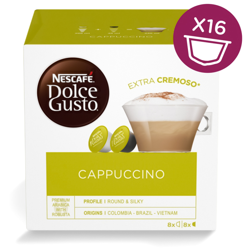 

Кофе молотый Nescafe Dolce Gusto Cappuccino, 184 г, 16 шт.