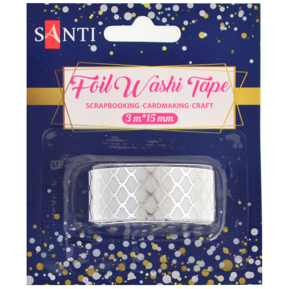 

Лента бумажная Santi Узор фольгированная самоклеящаяся, серебристая, 3 м