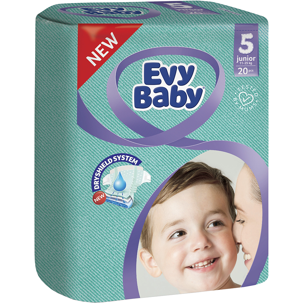 

Подгузники Evy Baby, 5 Junior, 11-25 кг, 20 шт.