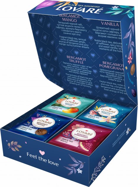 

Чай черный пакетированный Lovare Ассорти Ѕергамот, 4 вида по 8 шт.