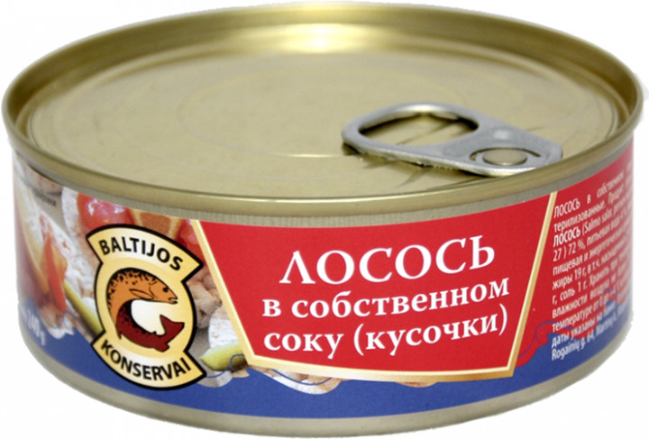 

Лосось в собственном соку Baltijos Konservai 240 г