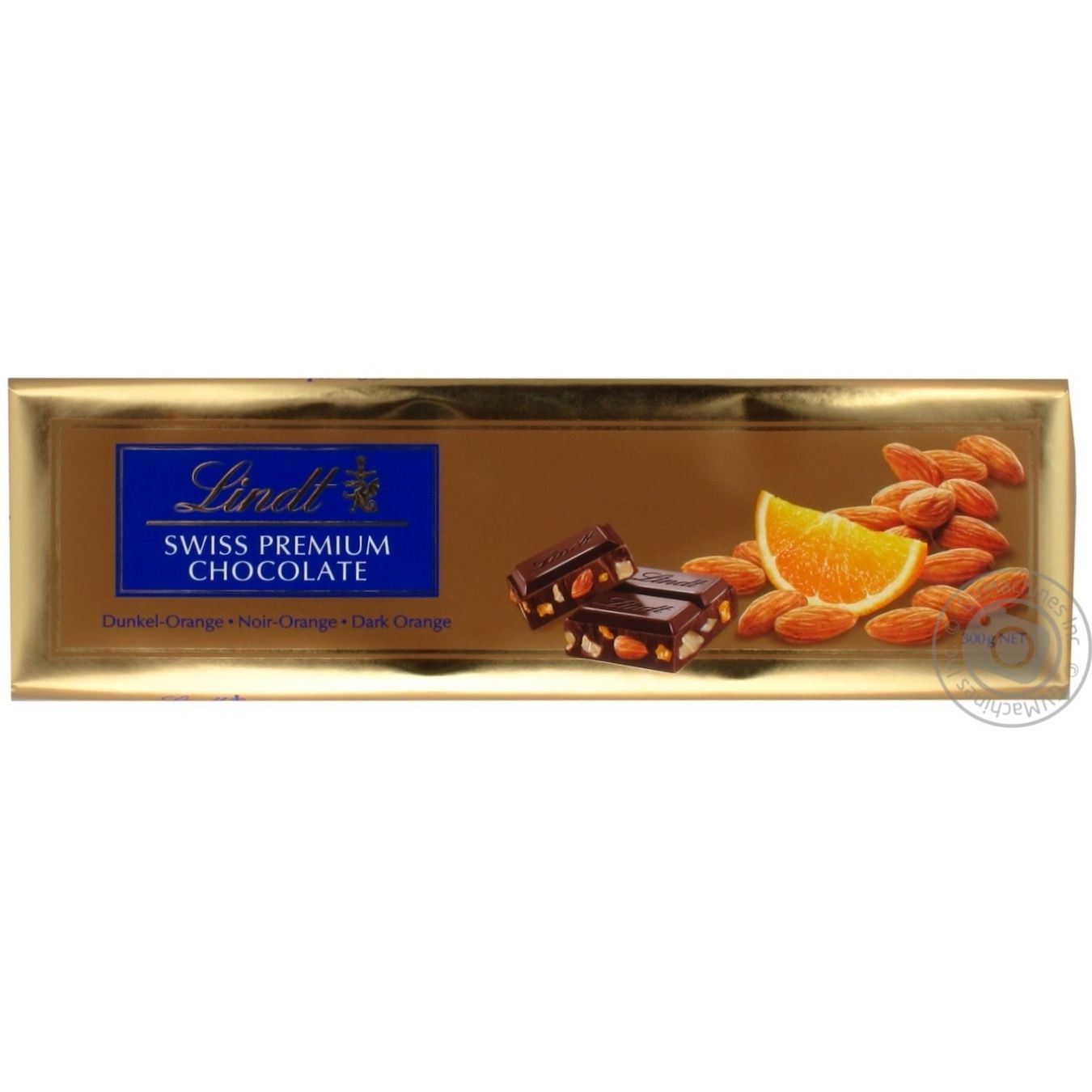 Шоколад Lindt Gold Горький с апельсином и миндалем 300г