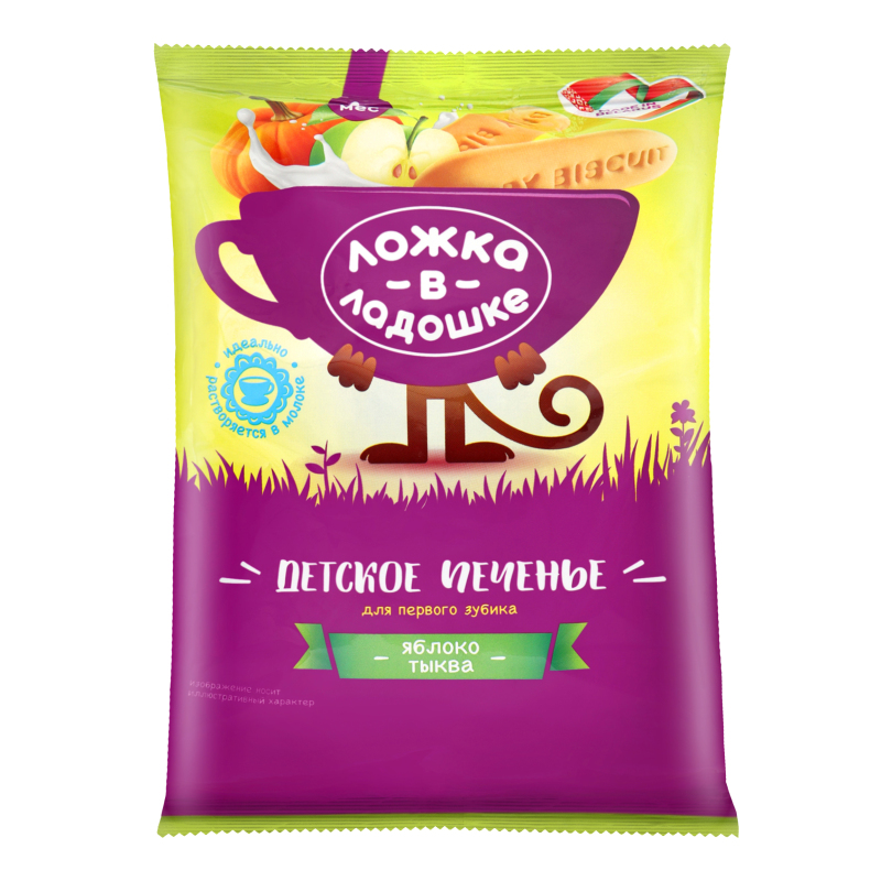 

Печенье для детей от 6мес растворимое Яблоко+тыква Ложка в ладошке м/у 150г